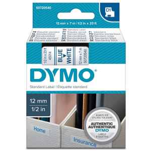 DYMO D1 - Poliestere - blu su bianco - Rotolo (1,2 cm x 7 m) 1 cassetta(e) rotolo di etichette - per LabelMANAGER 100, 160, 210, 220, 260, 280, 300, 360, 420, Wireless PnP; LabelPOINT 250